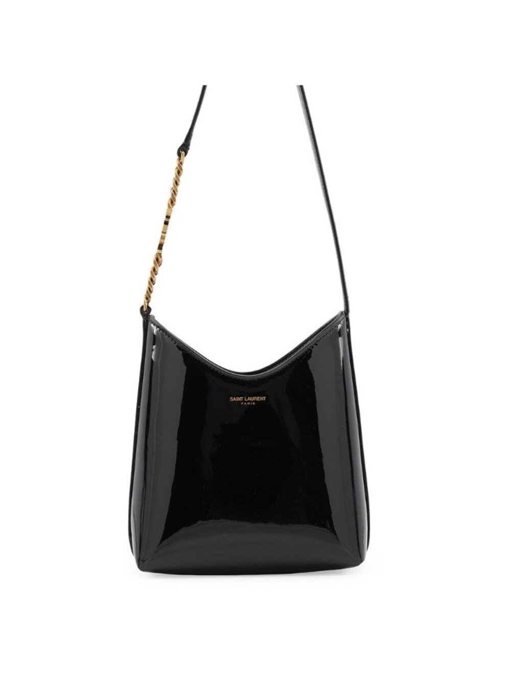 Saint Laurent Paris Rendez Vous Mini Hobo Patent Leather Black